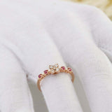 0.7ct Round Cut Diamond Engagement Ring Flower Minimalist 14k Rose Gold Finish