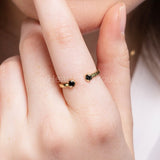 0.1ct Round Cut Simulated Black Diamond Toi Et Moi Ring 14k Yellow Gold Plated