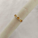 2.5ct Wedding Band Oval Cut Citrine Stylish Three Stone 14k White Gold Finish
