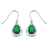 1.5ct Drop Earrings Pear Cut Emerald Intertwined Dangling 14k White Gold Finish