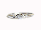 1ct Marquise Cut Diamond Engagement Ring 14k WhiteGold Over Round Accent Trilogy
