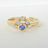 1.2ct Round Cut Blue Tanzanite Engagement Ring Bridal Set 14k Yellow Gold Finish