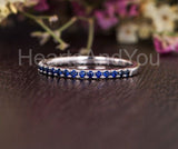 0.3ct Round Cut Simulated Sapphire Minimalist Wedding Band 14k White Gold Plated