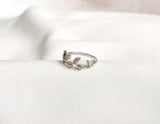 0.2ct Round Cut Moissanite Open Leaf Women Engagement Ring 14k White Gold Plated