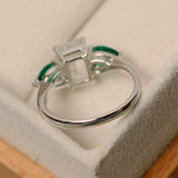 2ct Emerald Cut Diamond Solitaire Engagement Ring Women 14k White Gold Finish