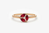 0.4ct Engagement Ring Marquise Cut Ruby Cluster Minimalist 14k Rose Gold Finish