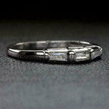 1.5ct Baguette Diamond Trilogy Minimalist Engagement Ring 14K White Gold Over