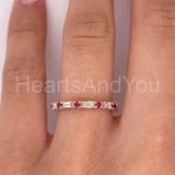 0.5ct Round Cut Simulated Pink Ruby Eternity Wedding Band 14k Yellow Gold Plated