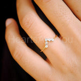 0.3ct Round Cut Moissanite Bezel Set Chevron Women Ring 14K Yellow Gold Plated