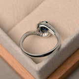 2ct Round Cut Blue Sapphire Engagement Ring Swirl Twist 14k White Gold Finish