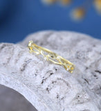 0.1ct Round Cut Moissanite Twig Stacking Wedding Band 14k Yellow Gold Plated