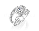 2.2ct Oval Simulated Diamond Split Shank Engagement Ring 14k White Gold Plated