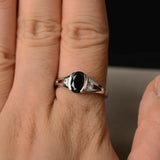 Trilogy Wedding Engagement Ring 1.5ct Oval Cut Black Diamond 14k White Gold Over