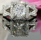 2.5ct Round Cut Diamond Unique Split Band Engagement Ring 14k White Gold Finish