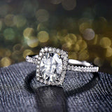 1.8ct Oval Cut Diamond Round Accents Halo Engagement Ring 14k White Gold Finish