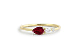 0.5ct Pear Cut Pink Ruby Teardrop Minimalist Engagement Ring 14k YellowGold Over