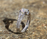 Split Shank Engagement Ring 1.4ct Round Cut VVS1D Diamond 14k White Gold Finish