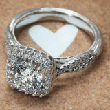 3Ct Round Cut Diamond Halo Reverse Split Band Solitaire Ring 14K White Gold Over