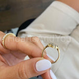 0.2ct Round Cut Moissanite Stylish Women Engagement Ring 14k Yellow Gold Plated