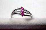 0.16ct Engagement Ring Round Cut Pink Ruby Split Band 14k White Gold Finish
