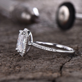 2.5ct Engagement Ring Radiant Cut Diamond Accents Halo 14k White Gold Finish