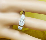 Three Stone Solitaire Engagement Ring 2ct Round Cut Diamond 14k WhiteGold Finish