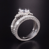 2.5ct Round Cut Diamond Engagement Ring 18k White Gold Finish Vintage Bridal Set