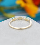 0.5ct Marquise Cut Simulated Emerald Wave Design Wed Band 14k Yellow Gold Plated