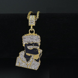 5Ct Round Cut Diamond Cartoon Character Hip Hop Pendant 14K Yellow Gold Finish