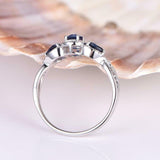 2.2ct Engagement Ring Oval Cut Blue Sapphire Halo Infinity 14k White Gold Finish