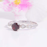 1.5ct Round Cut Red Garnet Engagement Ring Diamond Accents 14k White Gold Finish