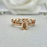 1.55ct Engagement Ring Oval Cut Peach Morganite Bridal Set 14k Yellow Gold Over