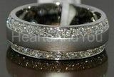 2.2ct Round Cut Moissanite Dual Row Wide Men's Wedding Band 14k WhiteGold Plated