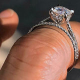 3Ct Cushion Cut Diamond Minimal Bridal Set Engagement Ring 14K White Gold Finish