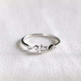0.5ct Round Cut Moissanite Swirl Minimalist Engagement Ring 14k WhiteGold Plated