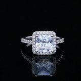 3.3Ct Cushion Cut Diamond Accents Hidden Halo Solitaire Ring 14K White Gold Over