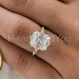 0.3ct Asscher Cut Simulated Diamond Antique-Inspired Ring 14k Yellow Gold Plated