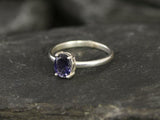 0.8ct Engagement Ring Oval Cut Blue Tanzanite Solitaire 14k White Gold Finish