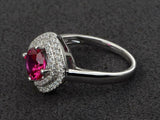 2.3ct Engagement Ring Round Cut Pink Ruby Dual Halo 14k White Gold Finish