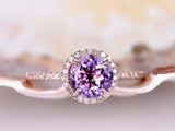1ct Round Cut Purple Amethyst Solitaire Engagement Ring 14k Rose Gold Finish