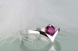 0.5ct Round Pink Sapphire Engagement Ring Solitaire Curved 14k White Gold Finish