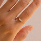 0.2ct Round Cut Moissanite Minimalist Trilogy Women Ring 14k Yellow Gold Plated