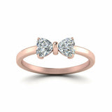 1ct Heart Cut VVS1D Diamond Bow Design Engagement Ring 14k Rose Gold Finish