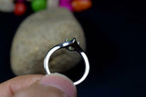 0.5ct Engagement Ring Round Green Peridot Solitaire Curved 14k White Gold Finish