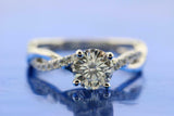 2ct Round Cut Diamond Engagement Ring Infinity Bridal Set 14k White Gold Finish