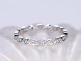 Milgrain Eternity Wedding Ring Band 1ct Round Cut Diamond 14k White Gold Finish
