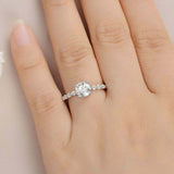 1.6ct Round Cut Diamond Single Prong Solitaire with Accents 14k WhiteGold Finish