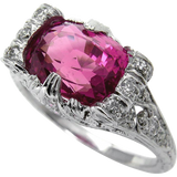 5Ct Cushion Pink Sapphire Antique Vintage Engagement Ring 14K White Gold Finish