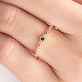 0.2ct Round Cut Simulated Blue Sapphire Minimalist Ring 14k Yellow Gold Plated