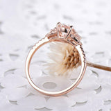 2.3ct Oval Cut Peach Morganite Engagement Ring Diamond Accent 14k Rose Gold Over